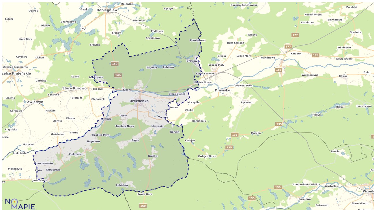 Mapa obszarów ochrony przyrody Drezdenka