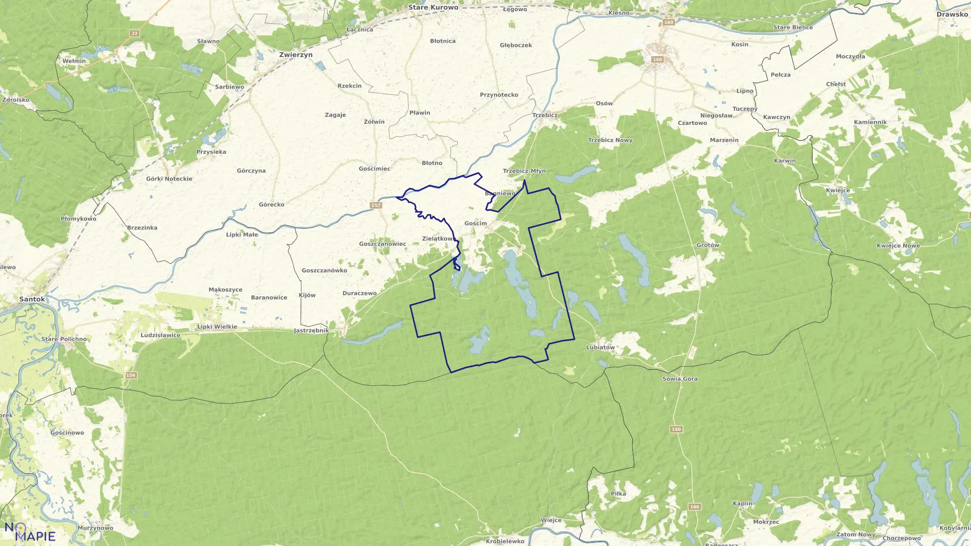 Mapa obrębu GOŚCIM w gminie Drezdenko