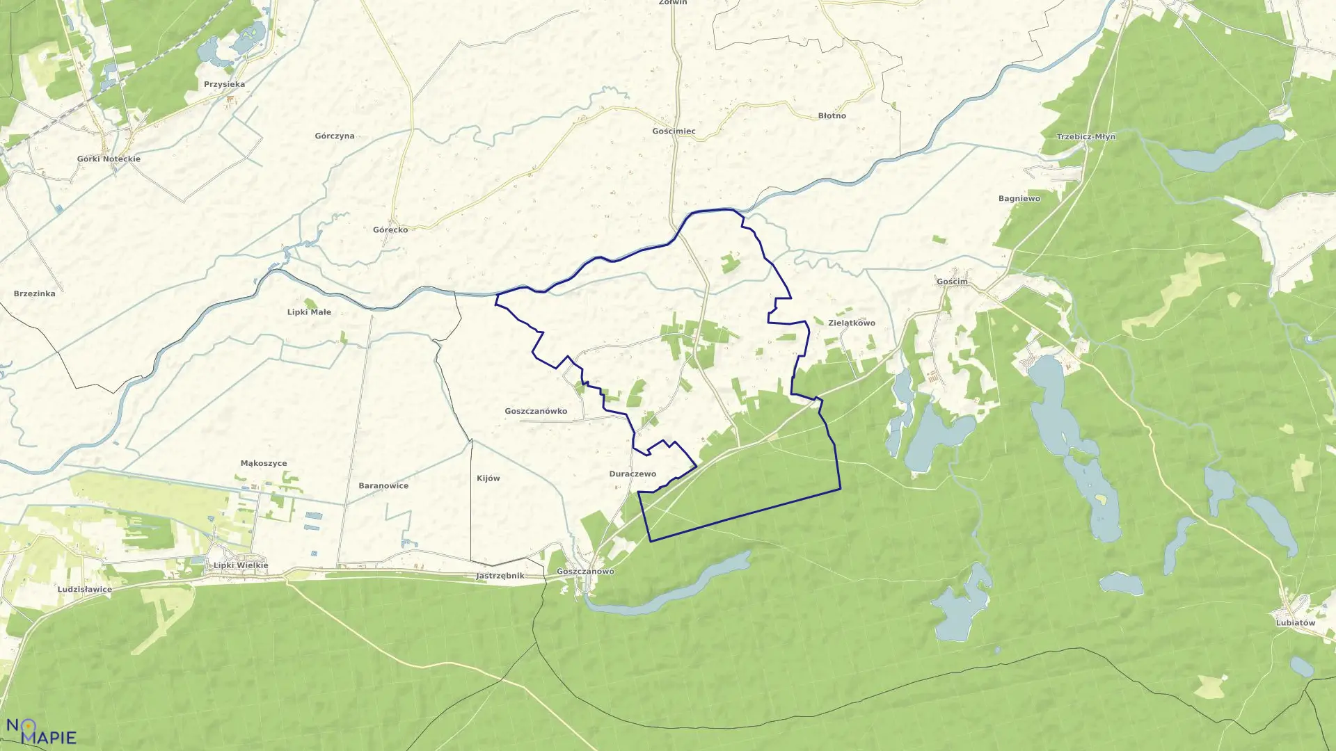 Mapa obrębu GOSZCZANOWIEC w gminie Drezdenko