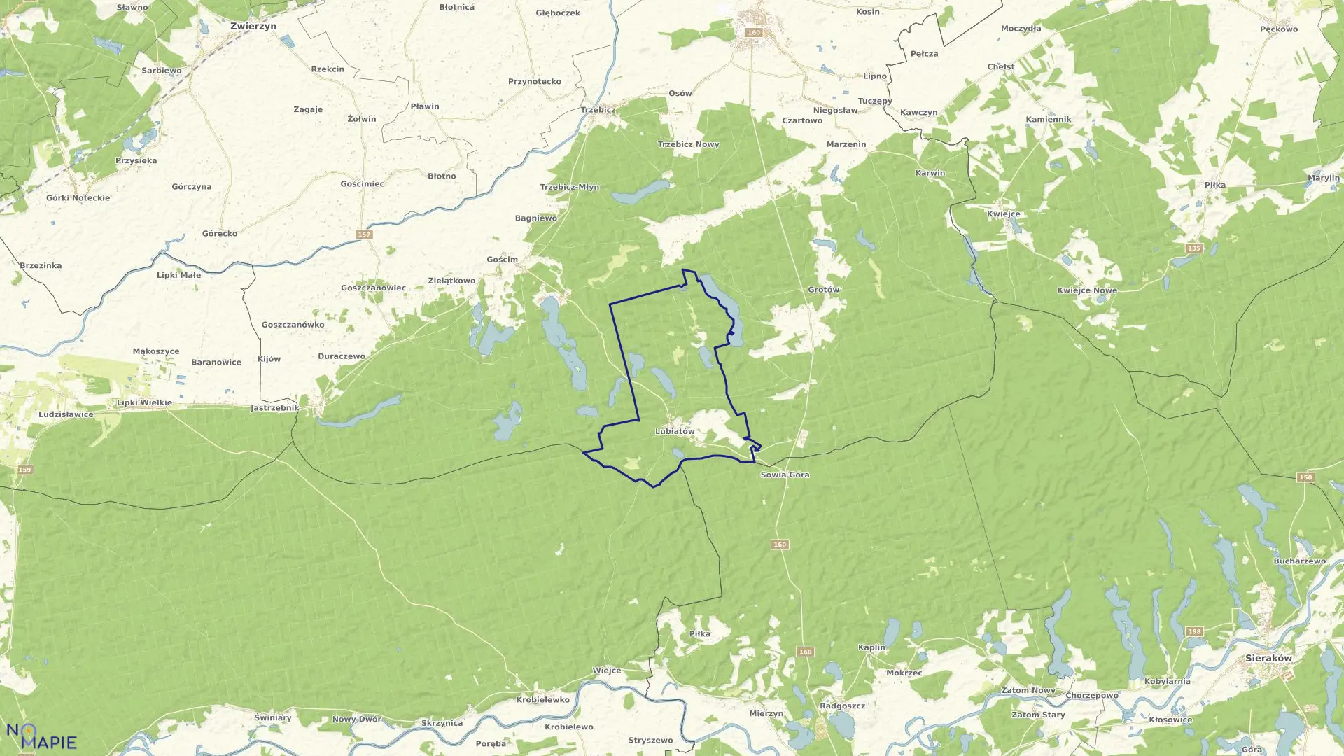 Mapa obrębu LUBIATÓW w gminie Drezdenko