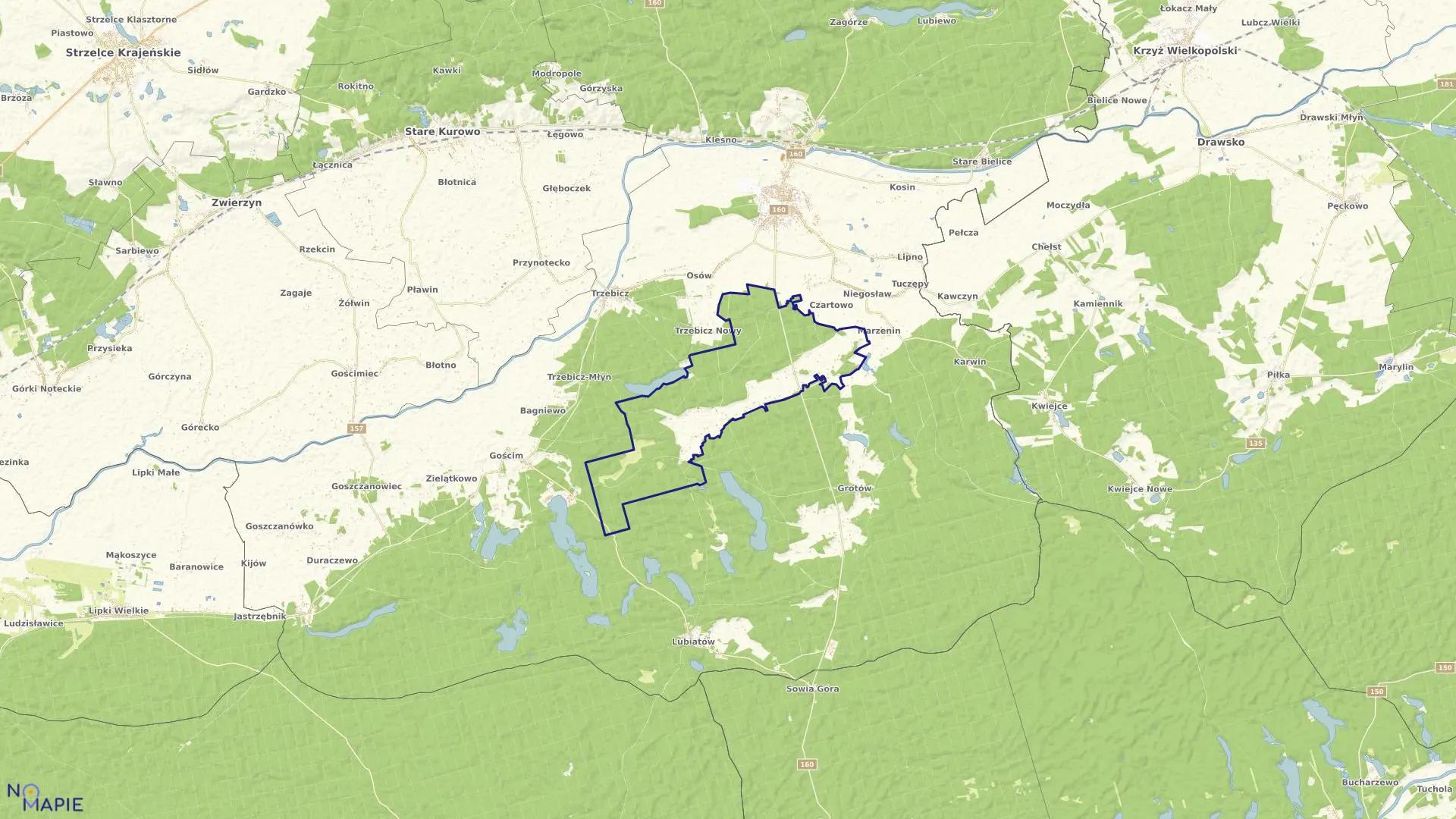 Mapa obrębu RĄPIN w gminie Drezdenko