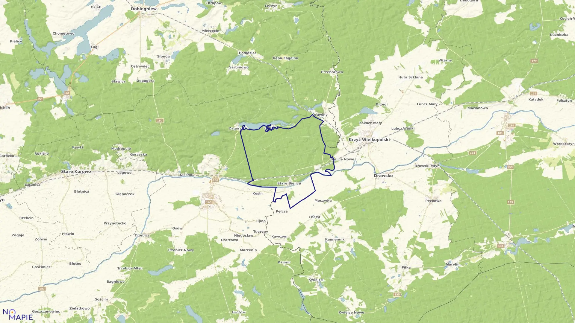 Mapa obrębu STARE BIELICE w gminie Drezdenko